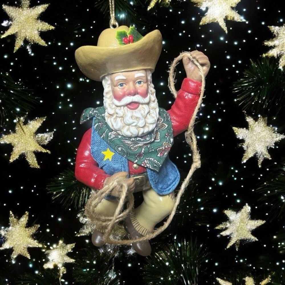 Dept 56 Cowboy Santa Claus Lasso Pastimes Ornament Collectible Rare Christmas